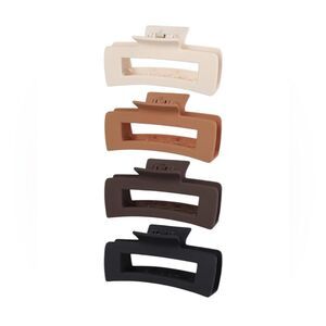 NWT (4) Large Hair Claw Clips 4.1" Non-slip Big Square Matte Banana Clips
